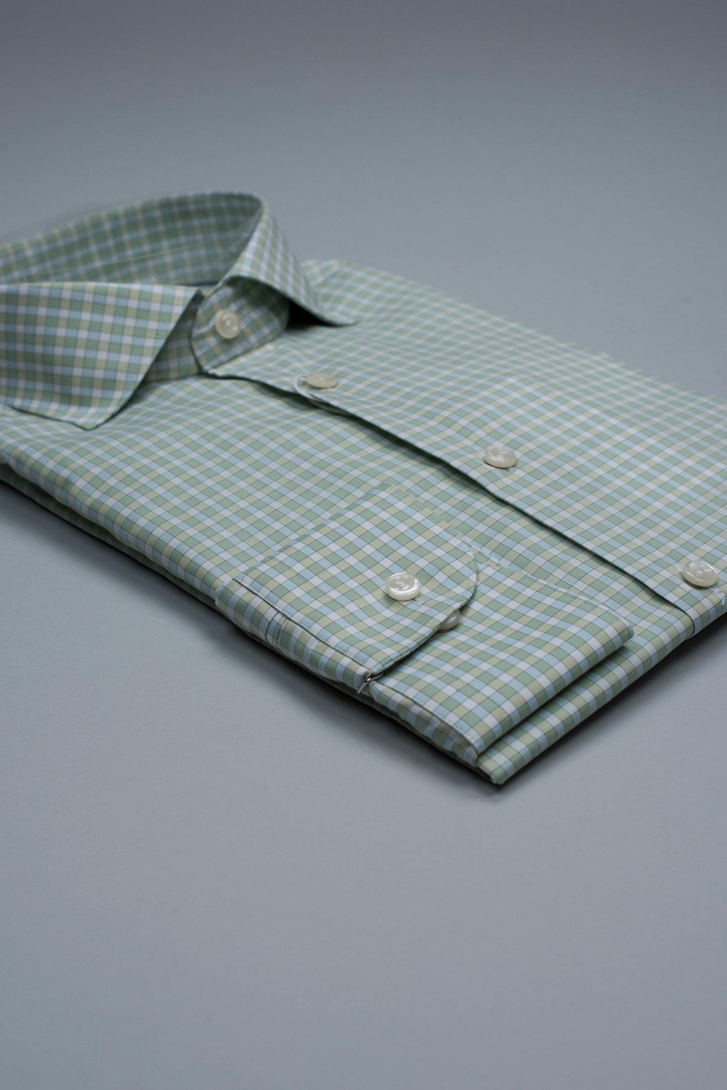 eton lt green check shirt