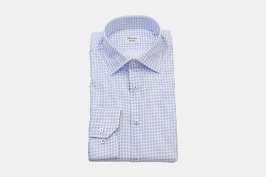 khakis of Carmel - white with blue pattern modern fit shirt