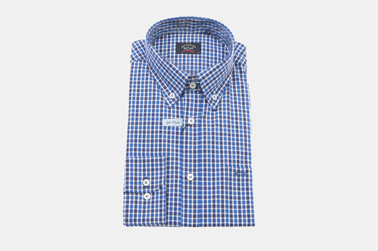 khakis of Carmel - modern fit navy check shirt