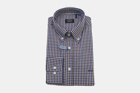 khakis of Carmel - modern fit brown & violet check shirt