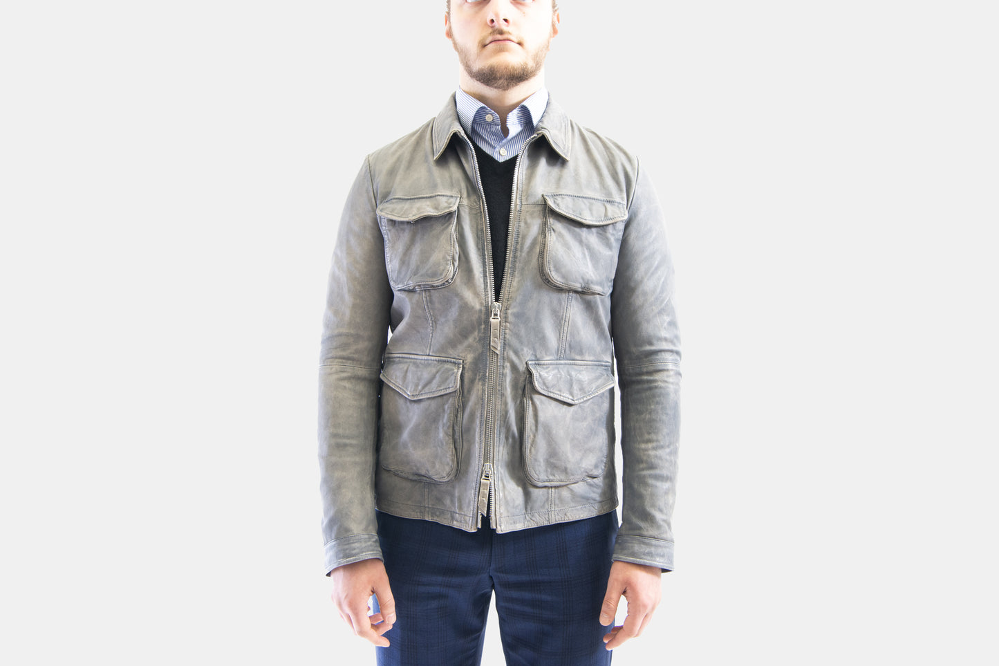 Khaki's of Carmel - Gimo's Dino Leather Jacket in Silver