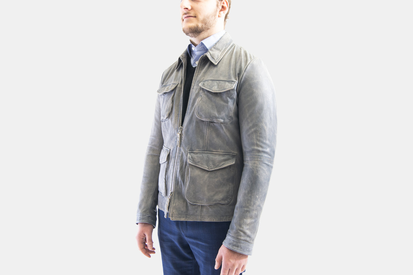 Khaki's of Carmel - Gimo's Dino Leather Jacket in Silver