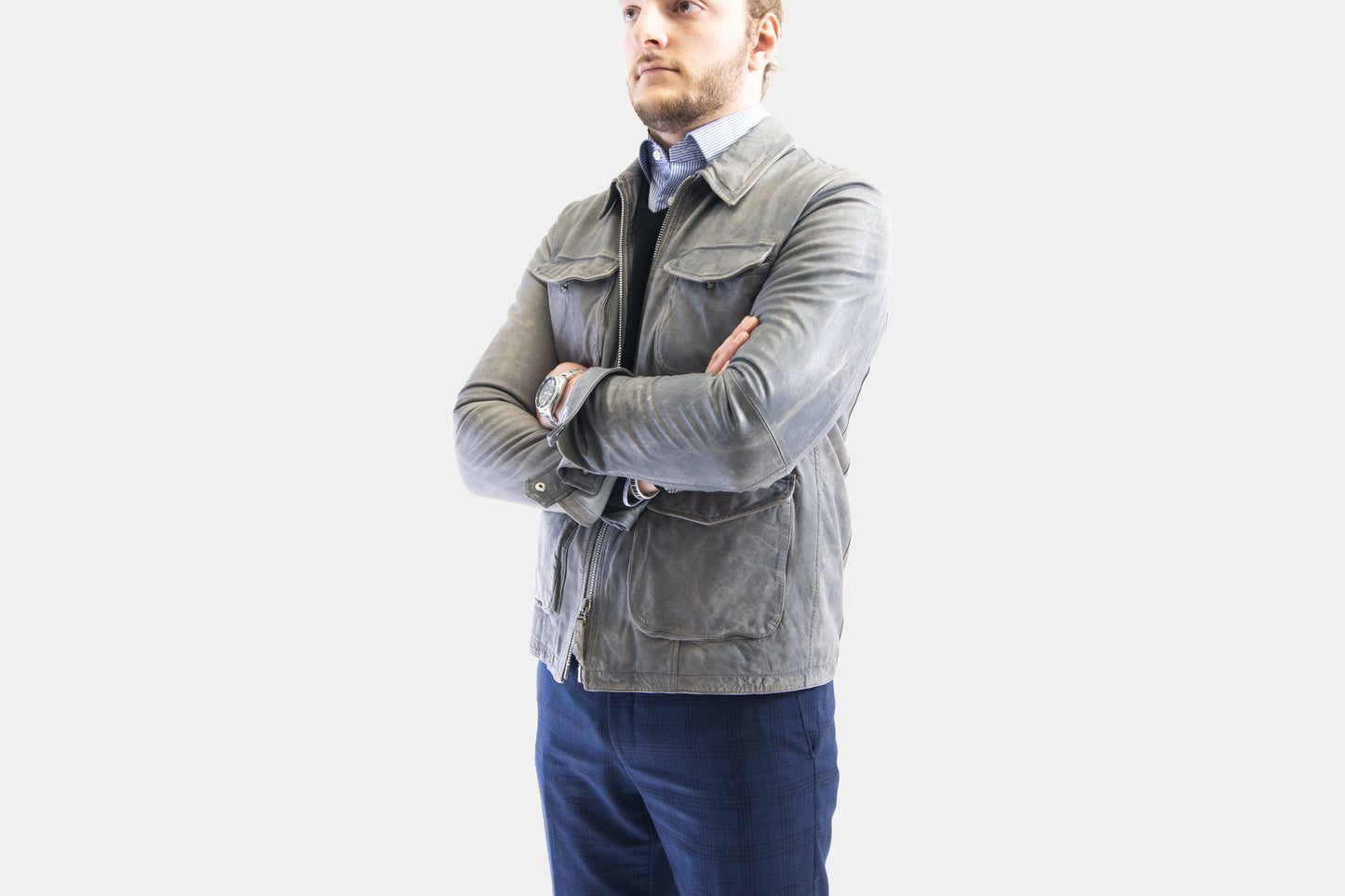 Khaki's of Carmel - Gimo's Dino Leather Jacket in Silver