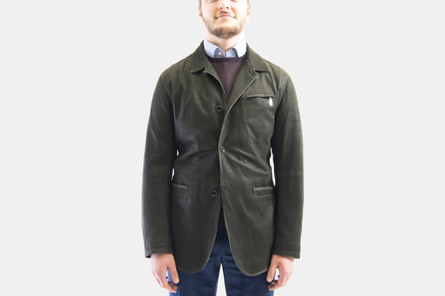 Khaki's of Carmel - Gimo's Olive Double Dyed Leather Jacket