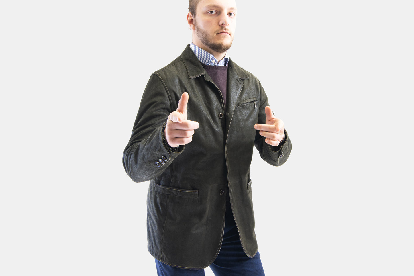 Khaki's of Carmel - Gimo's Olive Double Dyed Leather Jacket