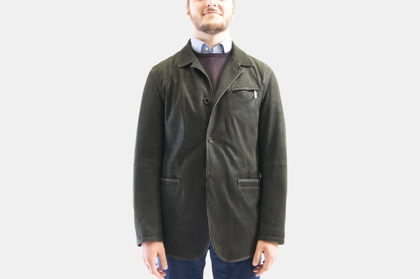Khaki's of Carmel - Gimo's Olive Double Dyed Leather Jacket