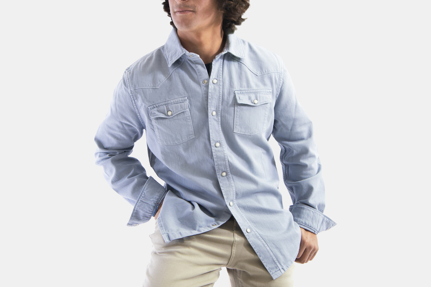 khakis of Carmel - shirt jacket in light charcoal denim