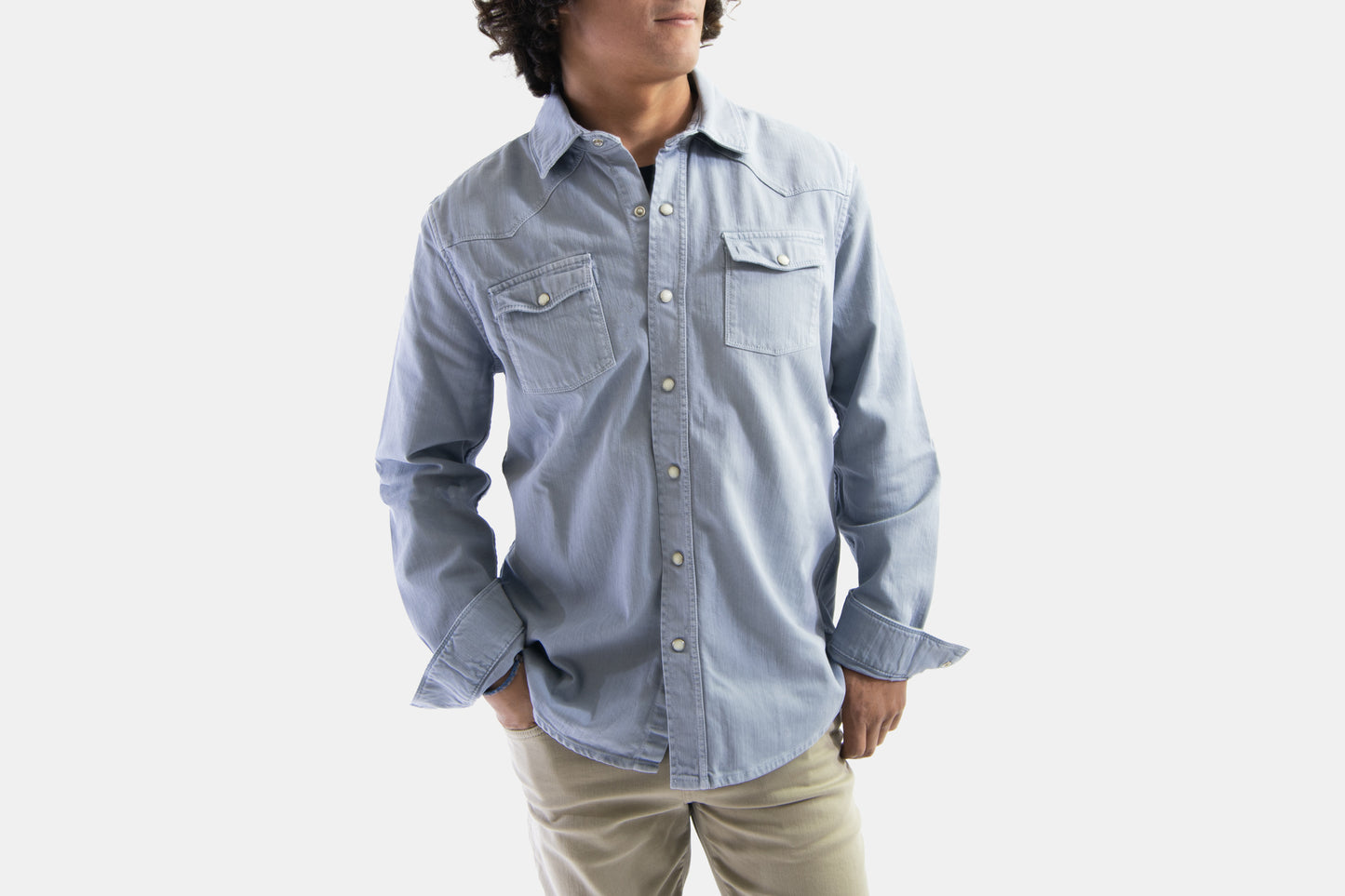 khakis of Carmel - shirt jacket in light charcoal denim