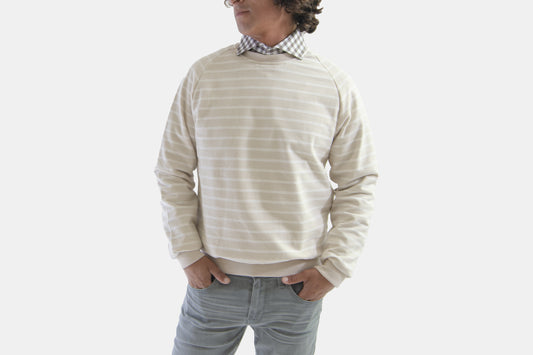 khakis of Carmel - cream striped sweatshirt