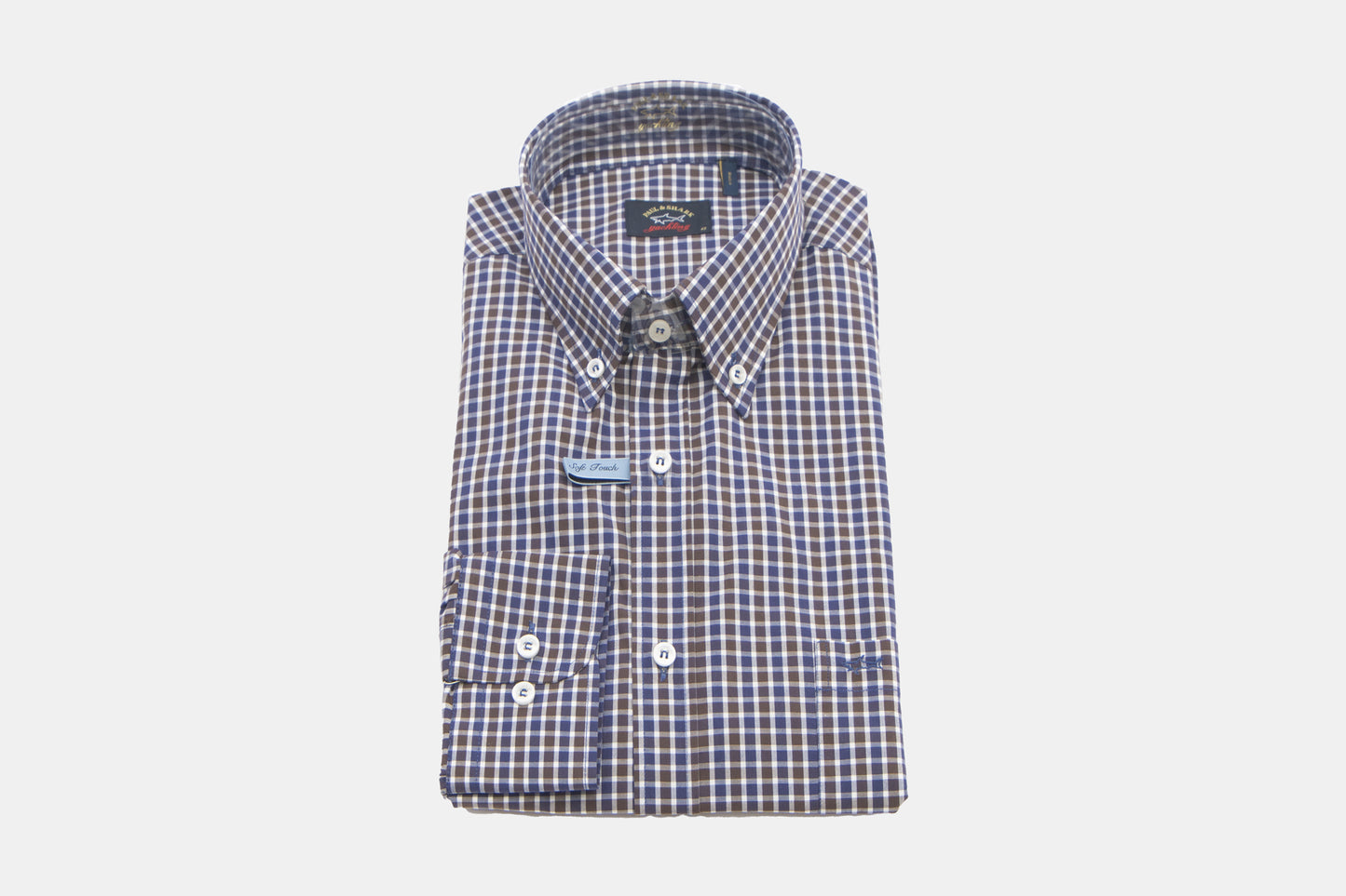 khakis of Carmel - brown and blue check shirt