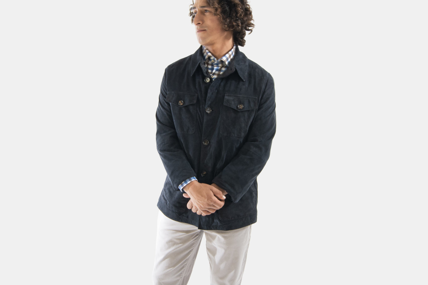 khakis of Carmel - navy suede jacket