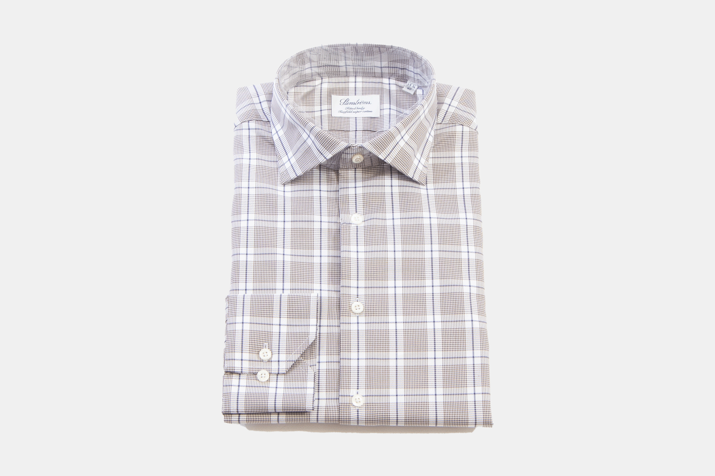 khakis of Carmel - white shirt with brown tartan pattern