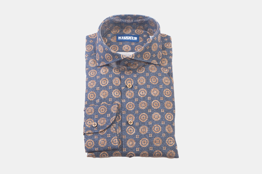khakis of Carmel -  blue geometrical pattern shirt