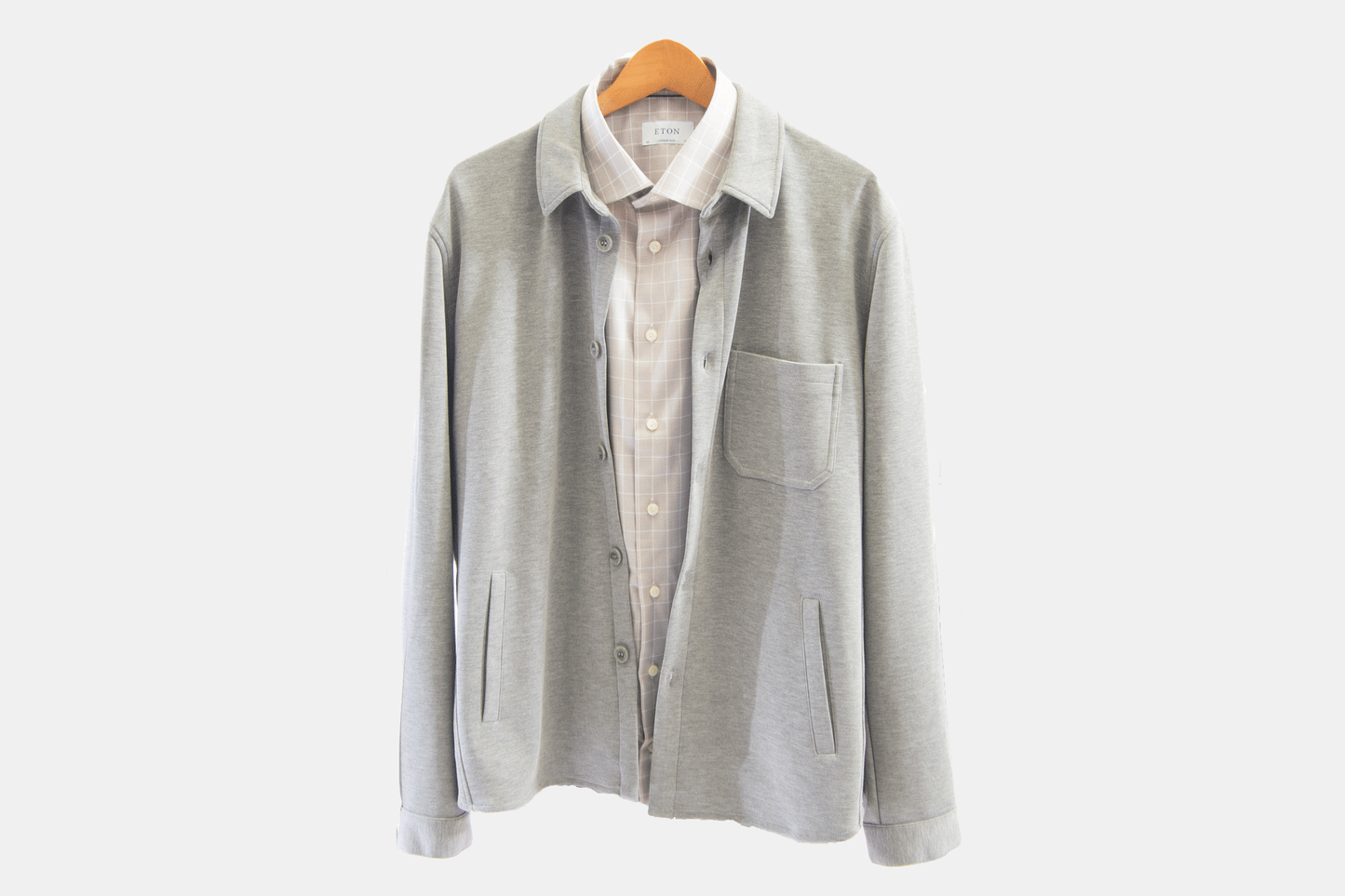 khakis of Carmel - grey overshirt