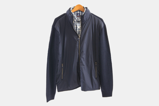 khakis of Carmel - lanier mixed media sweater jacket in blue