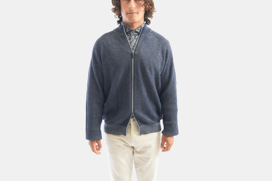 khakis of Carmel - navy zip up sweater