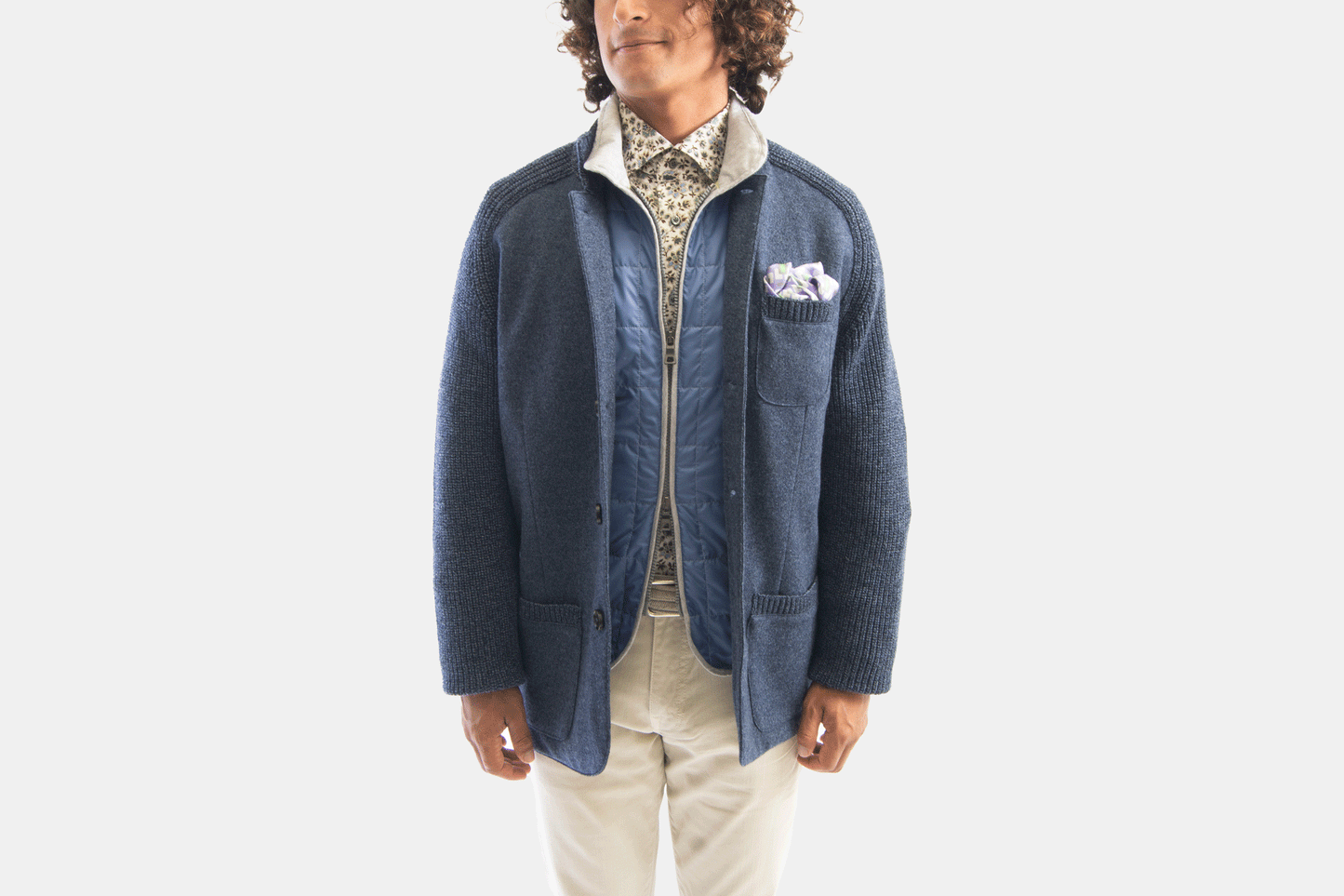 khakis of Carmel - navy knitted swacket