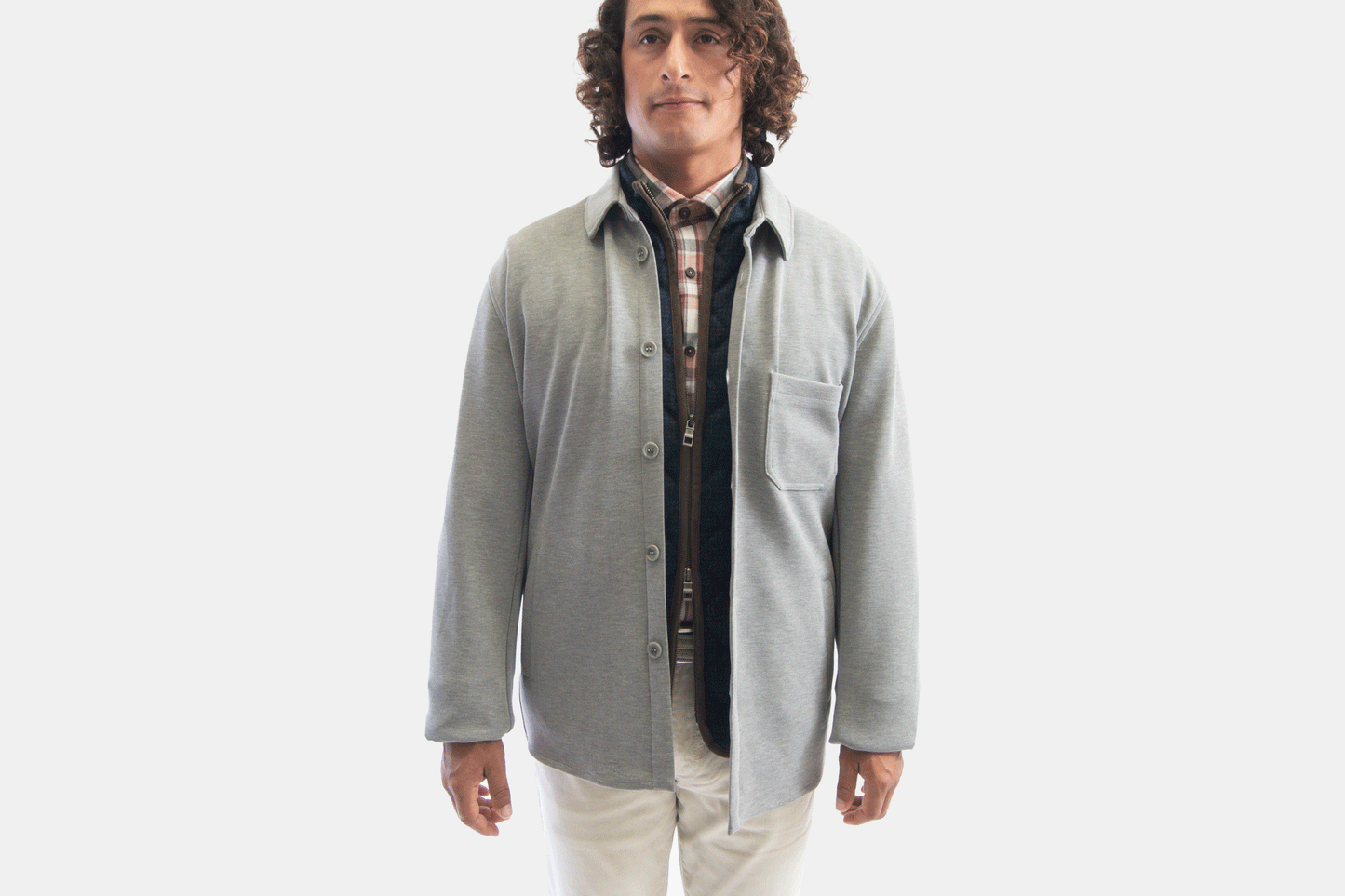 khakis of Carmel - grey overshirt