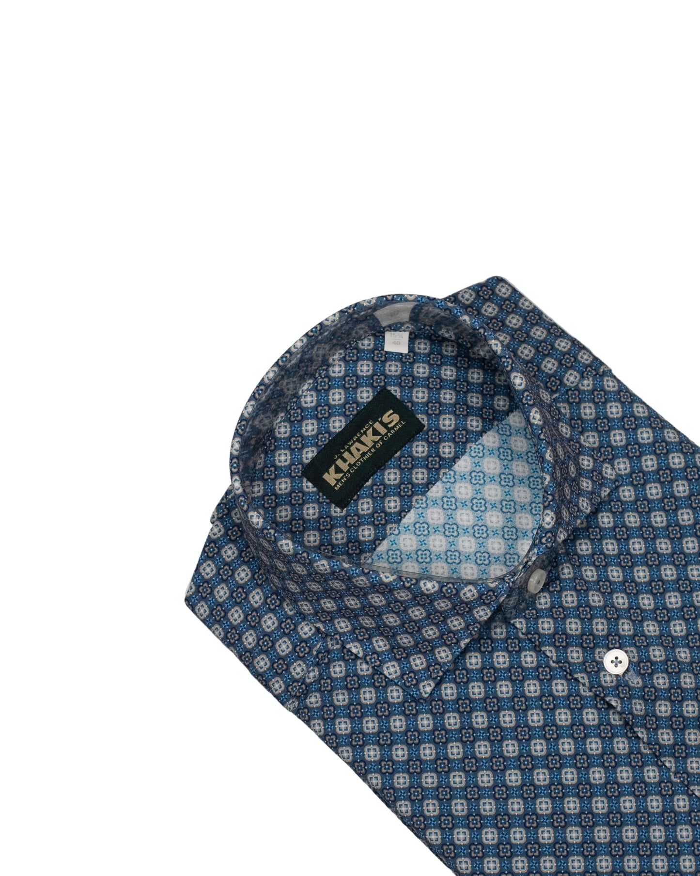 khakis brand royal blue jersey print shirt