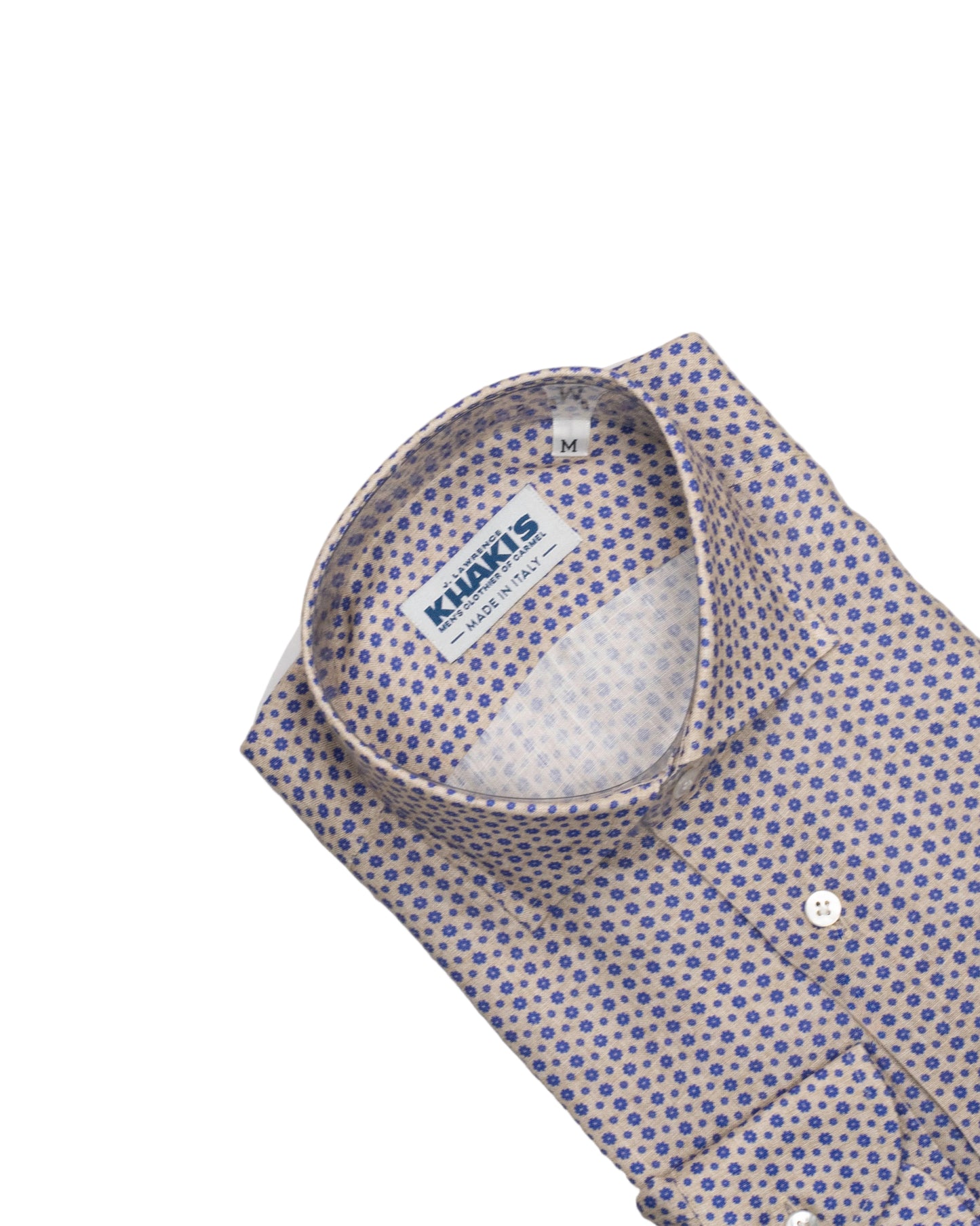 khakis brand tan blue linen shirt