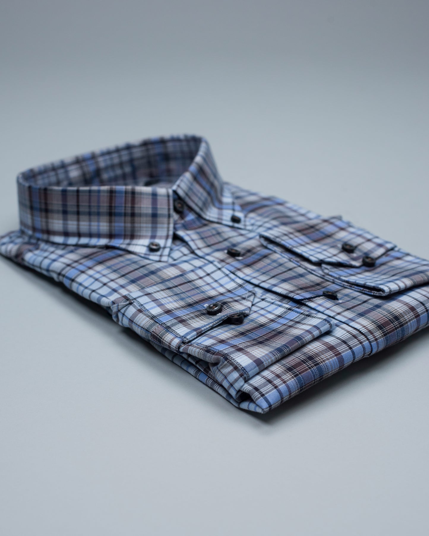 calder black and blue plaid shirt
