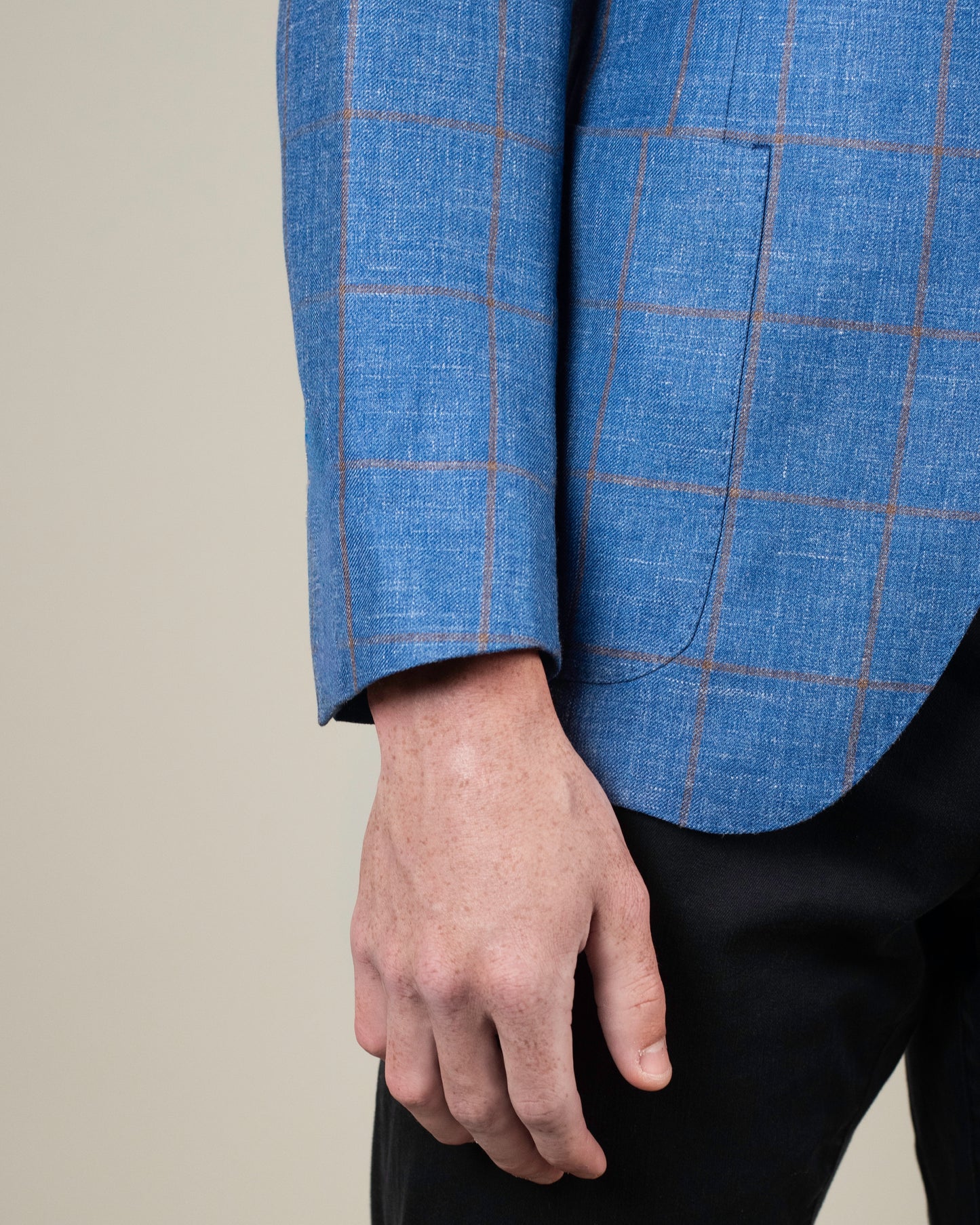 lbm blue and brown windowpane soft coat