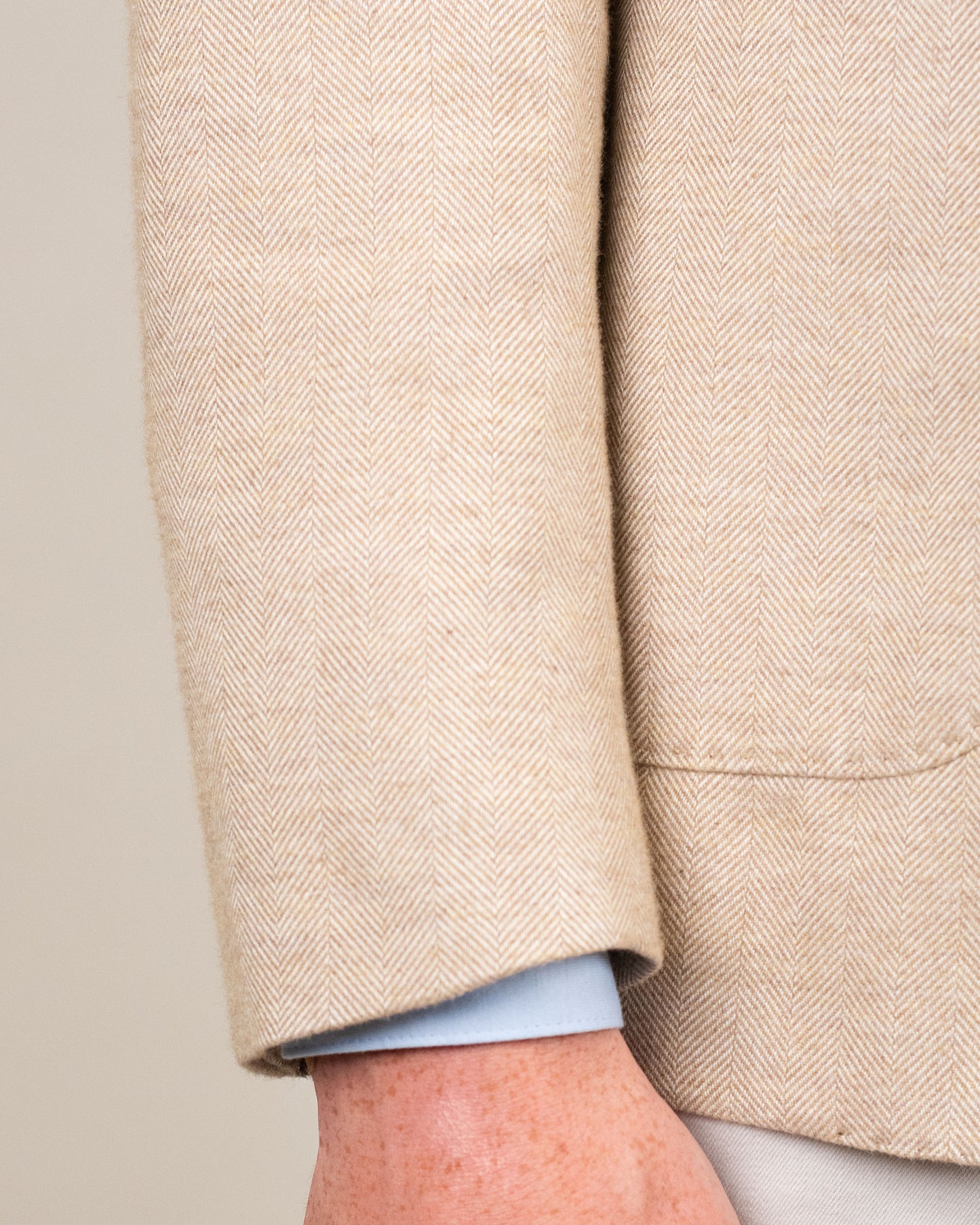 lbm tan cotton herringbone soft coat
