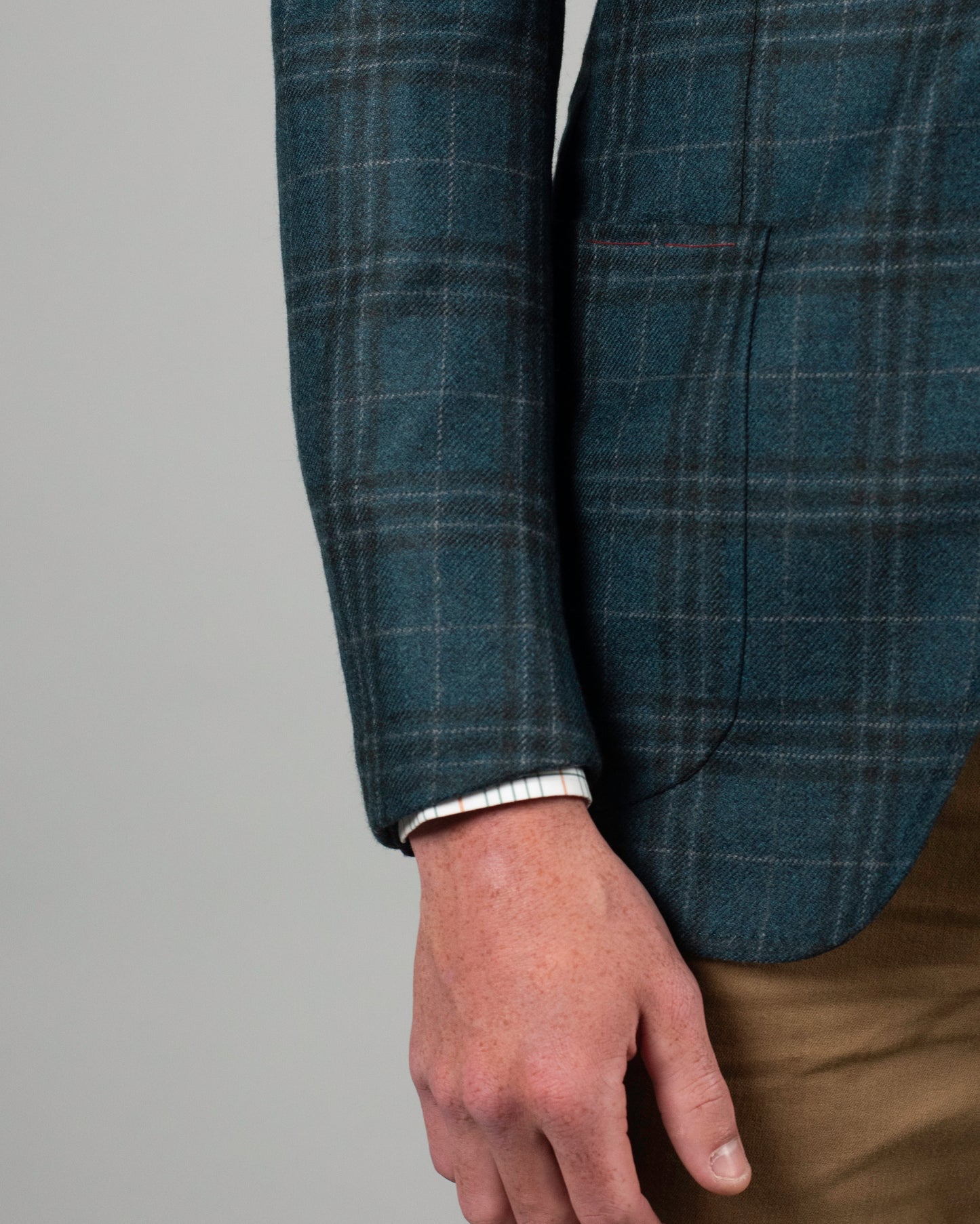 isaia teal plaid sportcoat