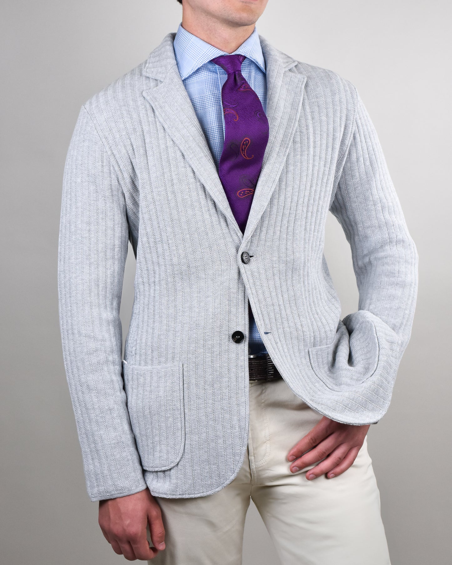 Maurizio Baldassari - Grey Rib Stitch Swacket