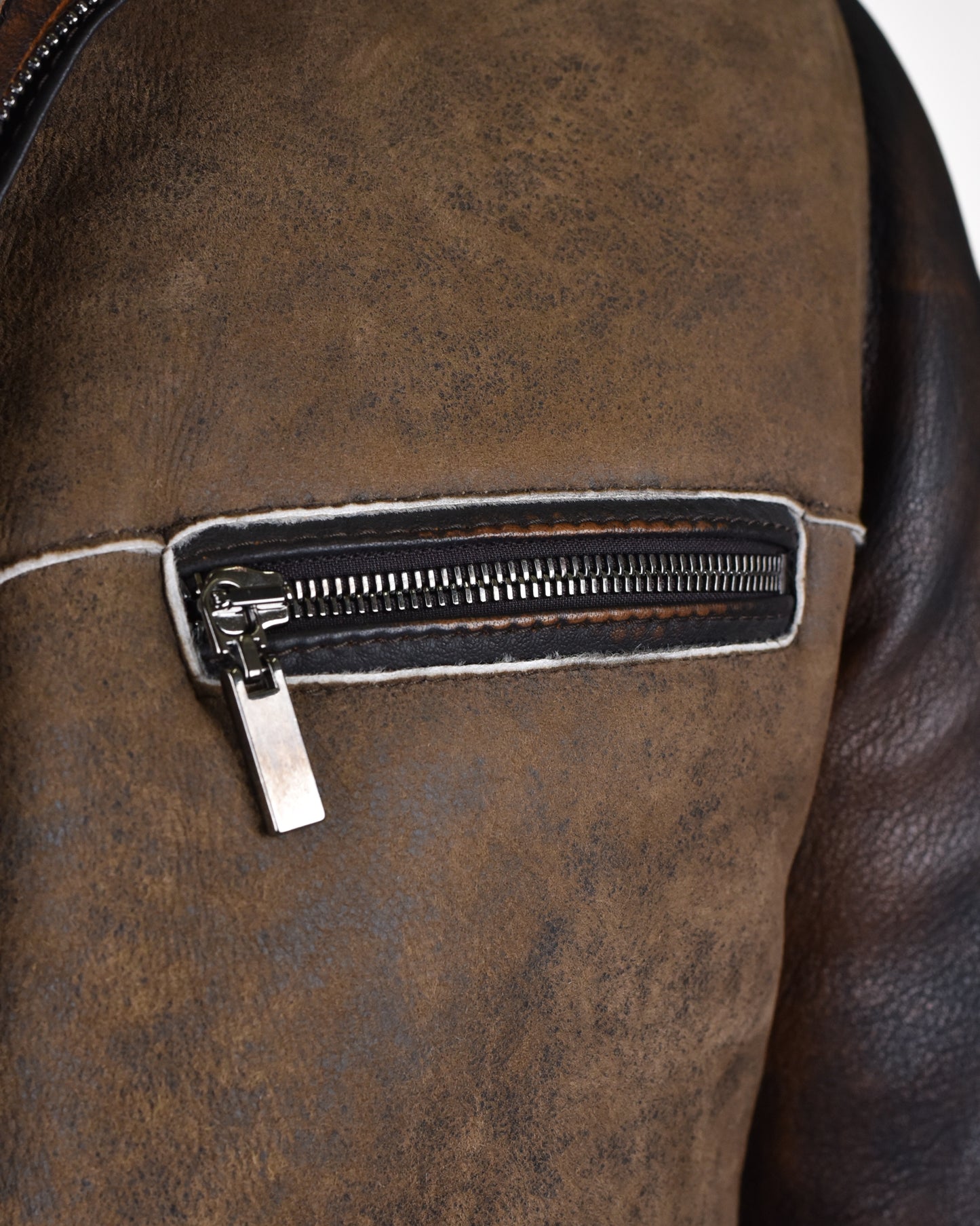 Khakis of Carmel - Brown Leather Zip-Up Jacket