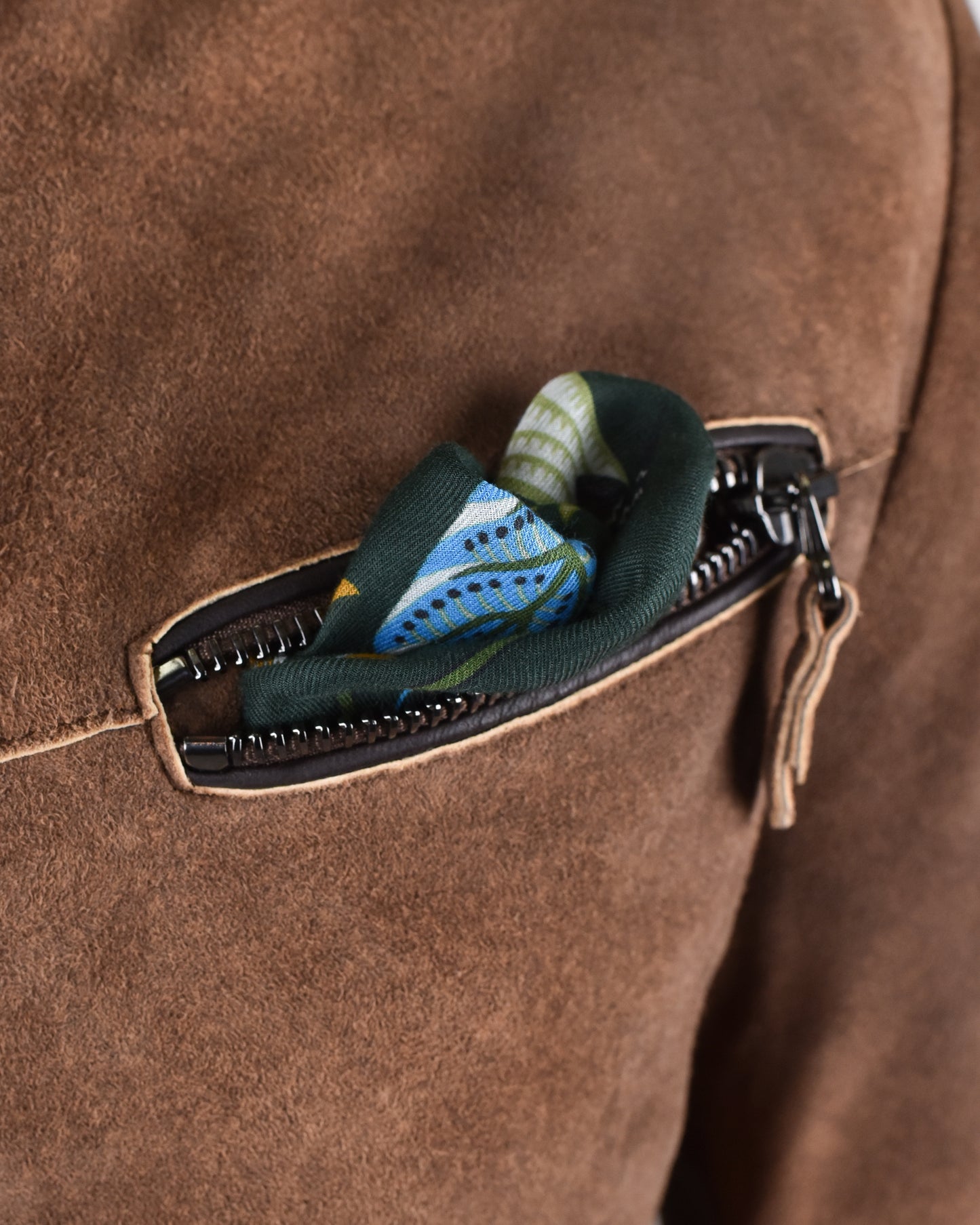 Khakis of Carmel - Brown Leather Suede Zip-Up Jacket