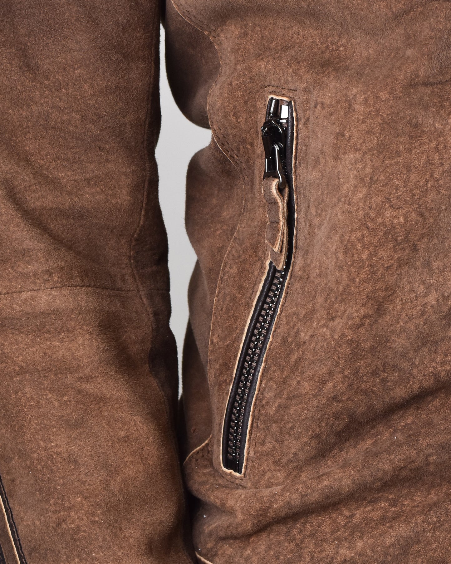 Khakis of Carmel - Brown Leather Suede Zip-Up Jacket