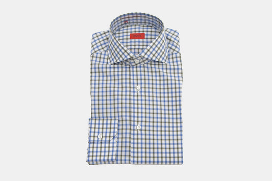 Khakis of Carmel - modern fit blue plaid shirt