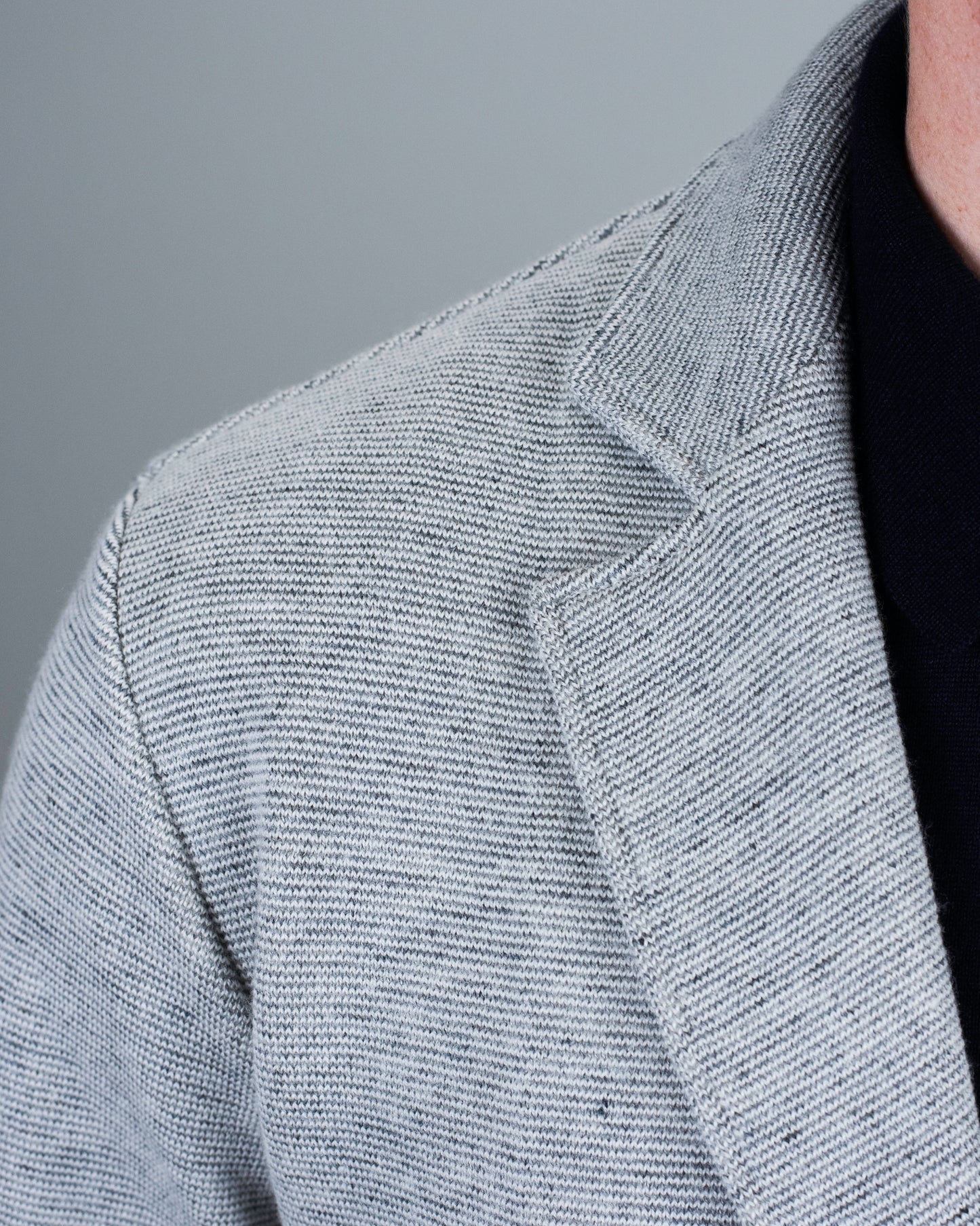 baldassari knit blue grey shirt jacket