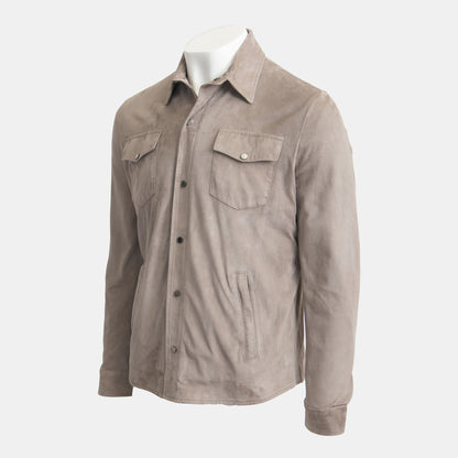 Ravazzolo - Grey Suede Leather Snap Shirt Jacket