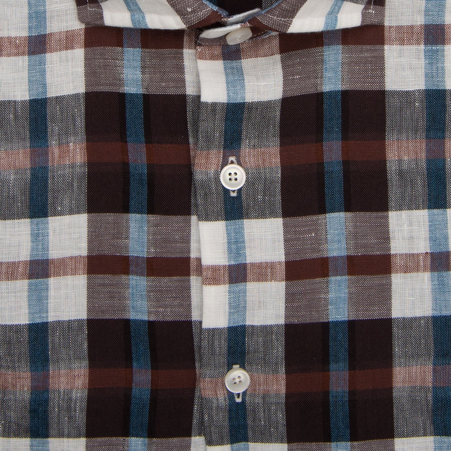 Khaki's of Carmel - Wine Red and White Plaid Print Linen Shirt