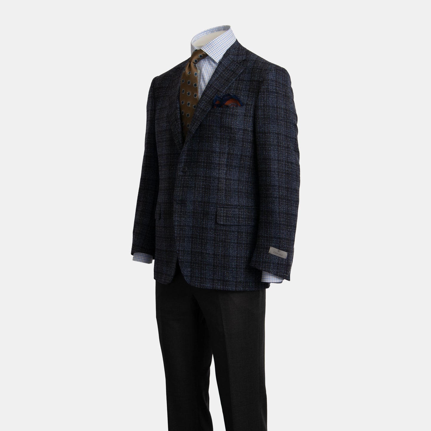 Khaki's of Carmel - Canali Plaid Tweed Blazer in Navy Blue