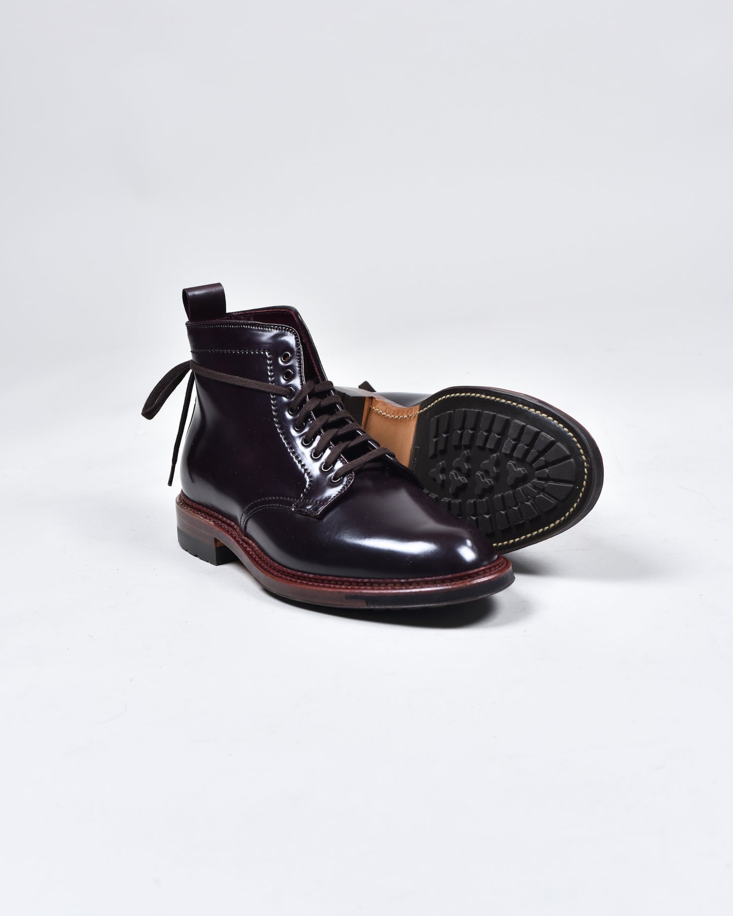 Cordovan Plain Toe Boot Comando Sole