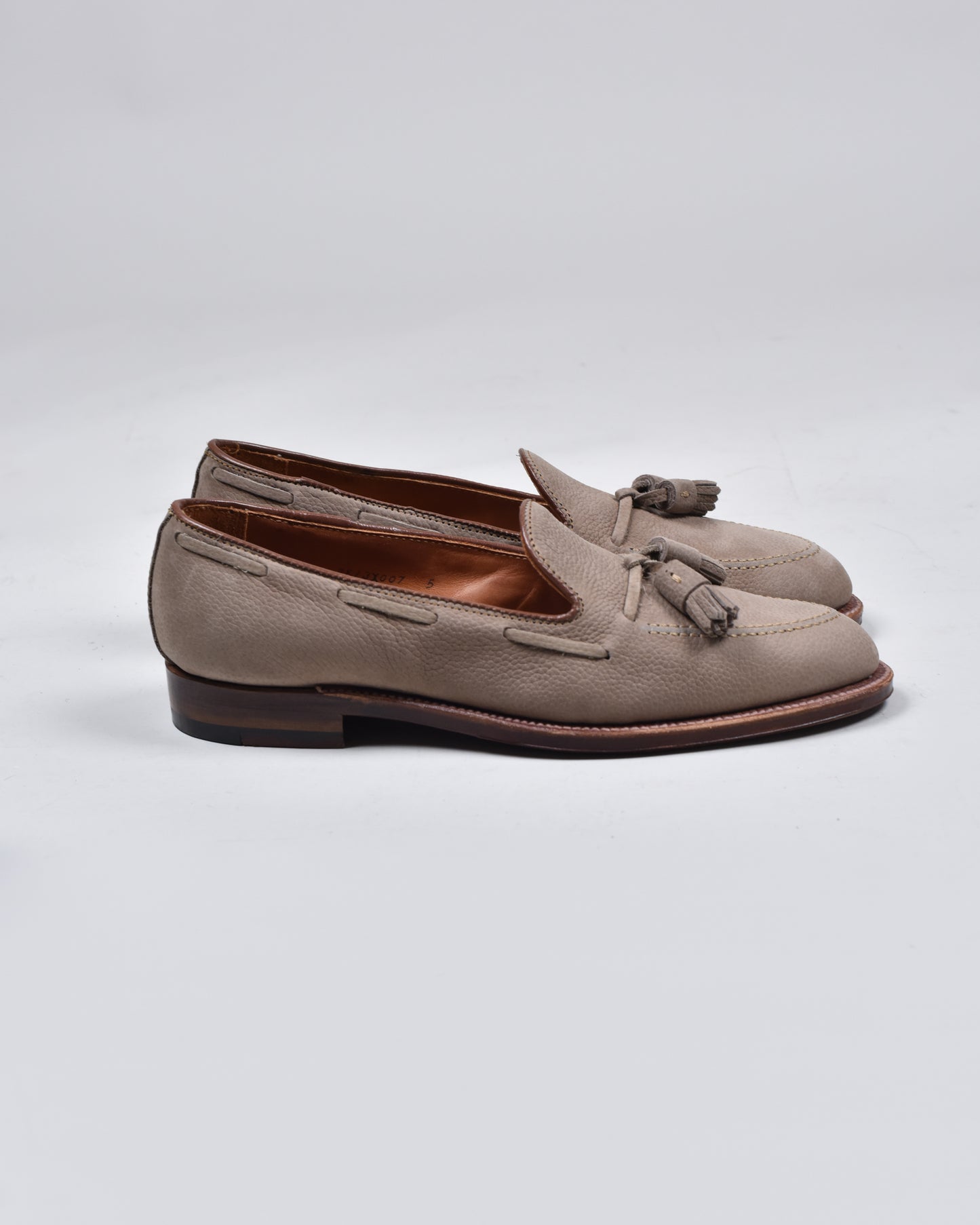Oyster Tumbled Suede Tassel Loafers