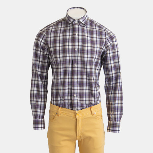 Isaia - Cotton Plaid Shirt in Harvest Plum