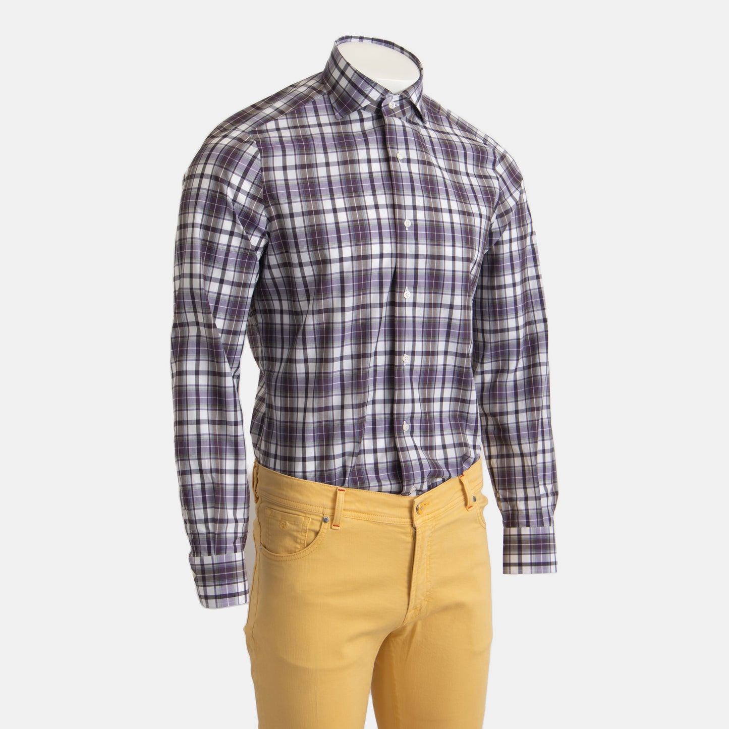 Isaia - Cotton Plaid Shirt in Harvest Plum