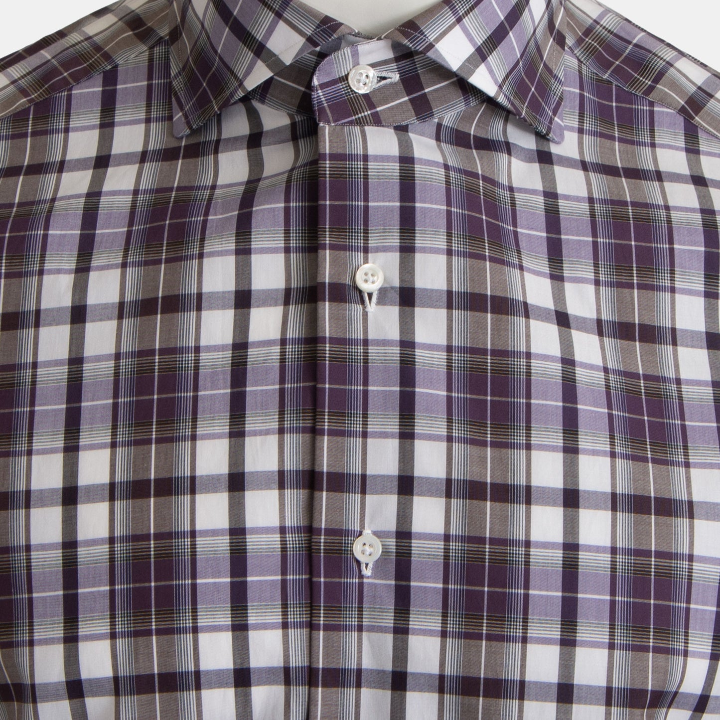 Isaia - Cotton Plaid Shirt in Harvest Plum