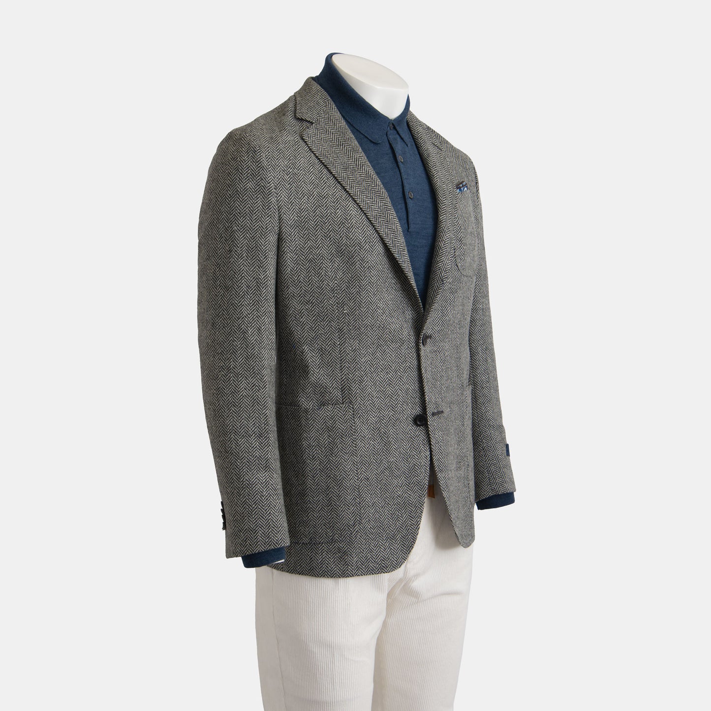 Khaki's of Carmel - Empire Wool Tweed Structured Coat in Grey