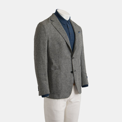 Khaki's of Carmel - Empire Wool Tweed Structured Coat in Grey