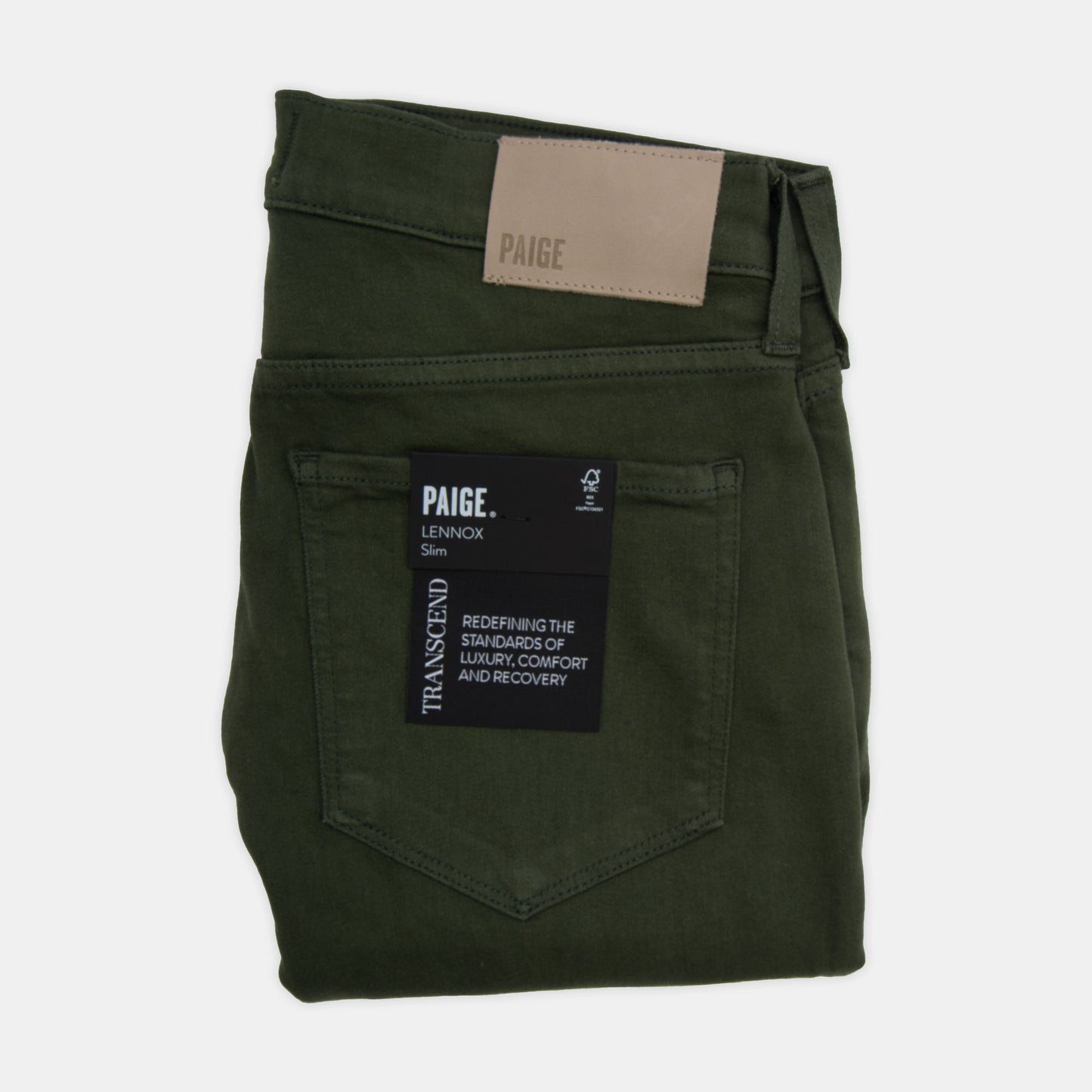 Paige - Lennox Slim 5-Pocket Pant in Pine Green