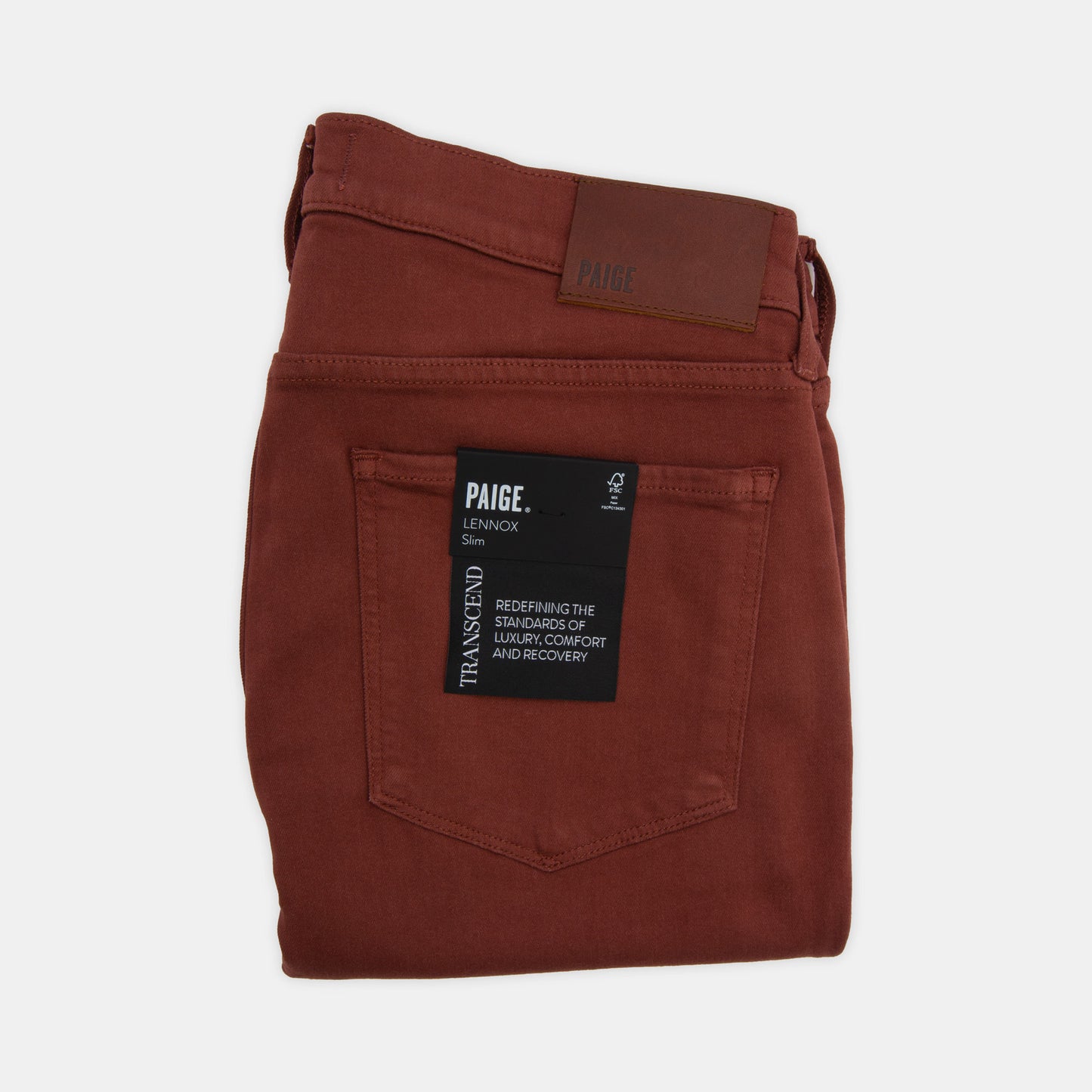 Paige - Lennox Slim 5-Pocket Pant in Cherry Cola Red