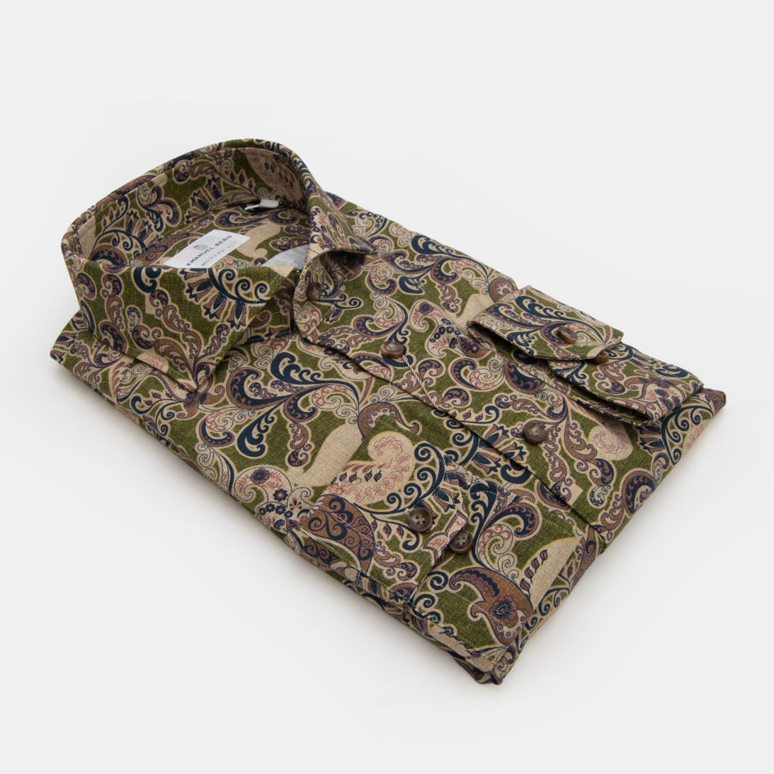 Khaki's of Carmel - E.B. Paisley Pattern Shirt in Olive Brown