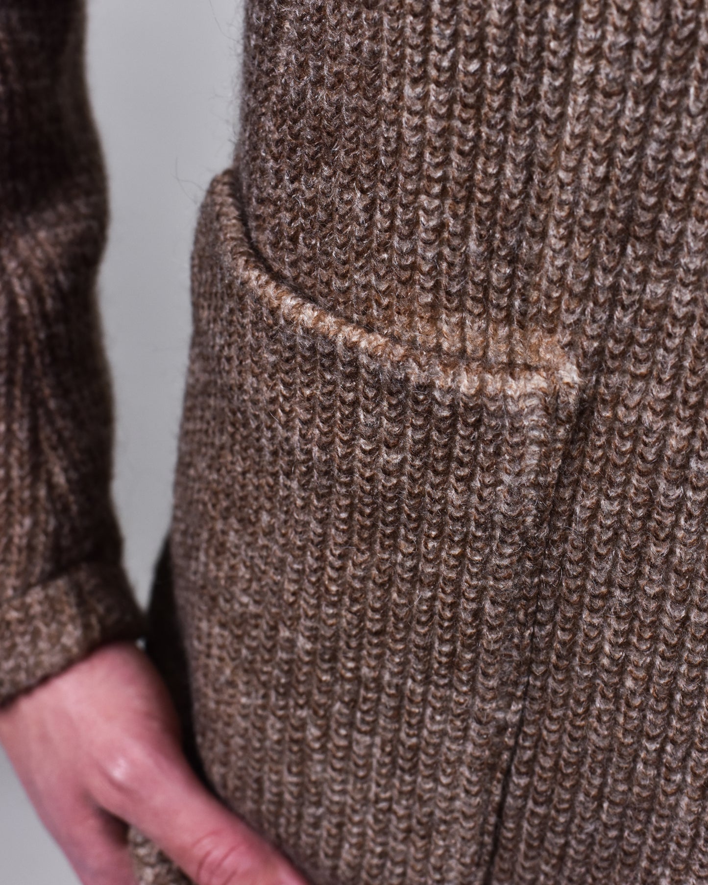 Gimo's - Brown Wool Knit Button-Front Cardigan