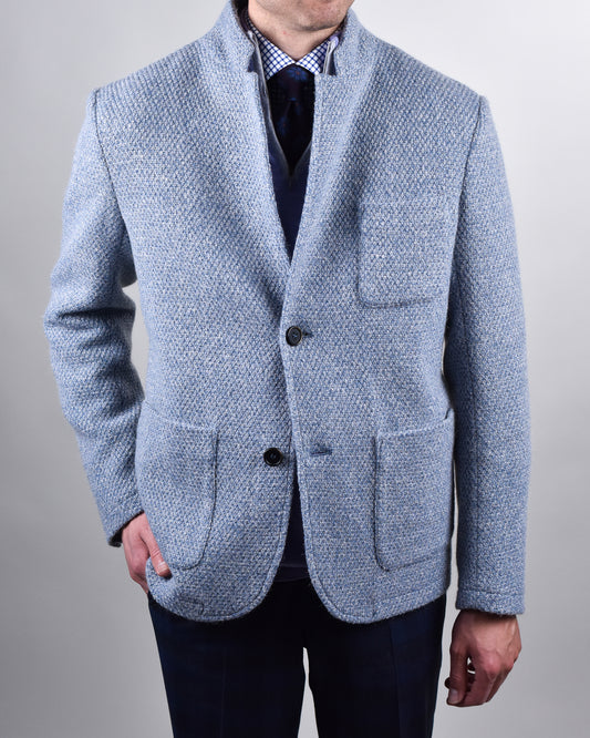Gimo's - Light Blue Wool Knit Button-Front Cardigan