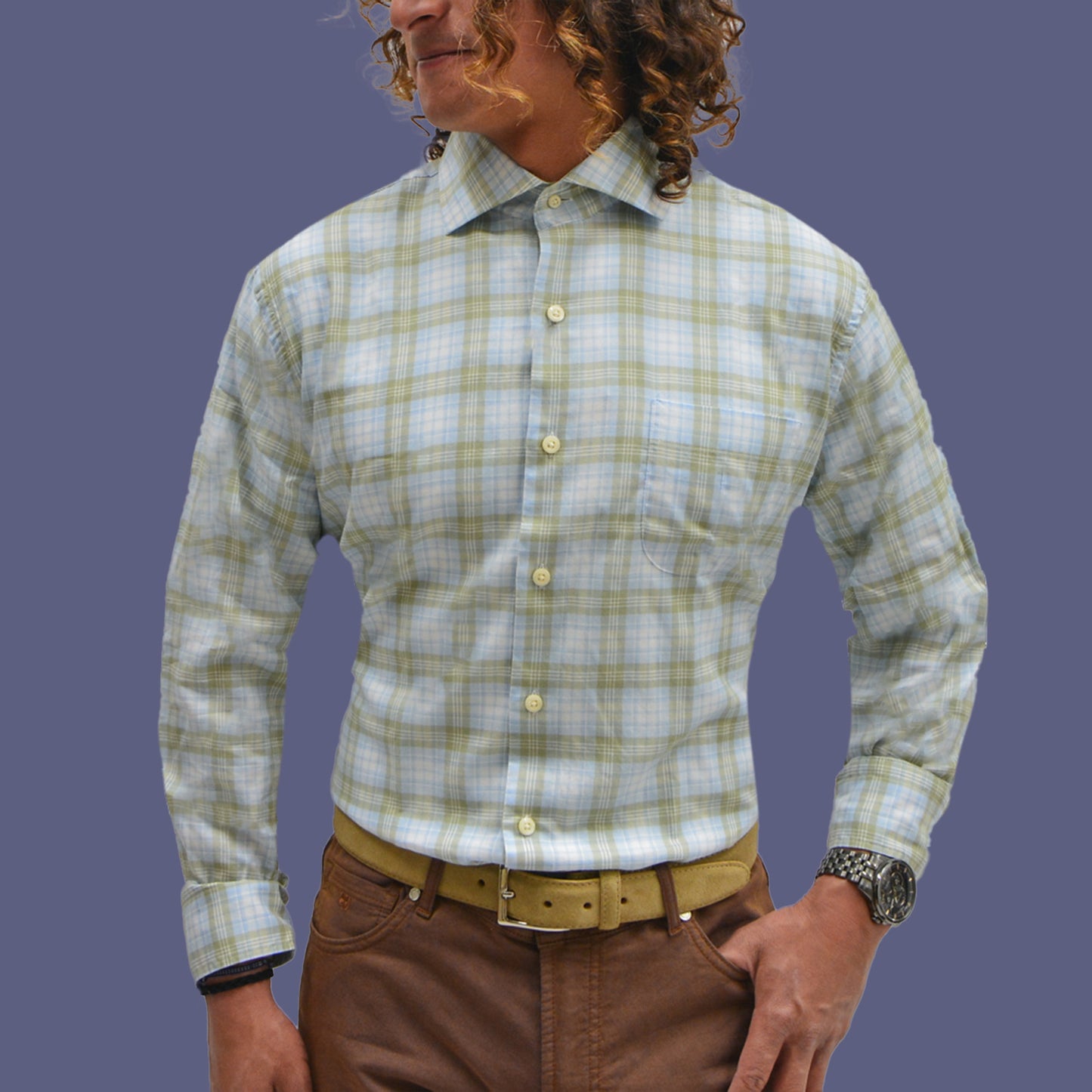 Peter Millar - green plaid shirt